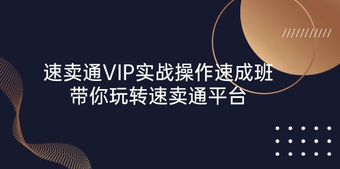 速卖通 VIP实战操作-速成班，带你玩转速卖通平台（23节）-优知网