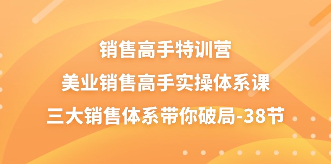 销售-高手特训营，美业-销售高手实操体系课，三大销售体系带你破局-38节-优知网