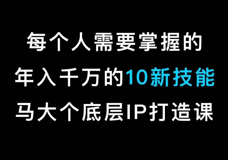 马大个的IP底层逻辑课，​每个人需要掌握的年入千万的10新技能，约会底层IP打造方法！-优知网