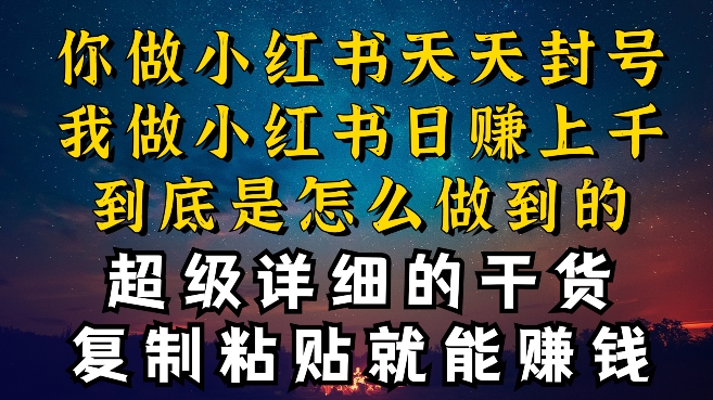 小红书日赚上千超级详细干货教程（不封号），复制粘贴就能赚钱-优知网