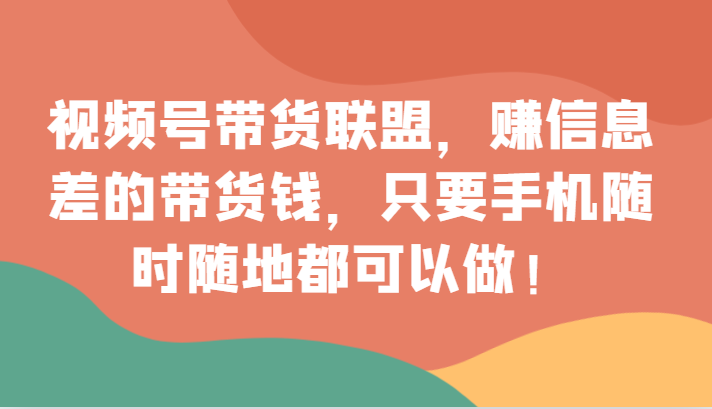 视频号带货联盟：抓住信息差价商机，手机操作，轻松赚钱-优知网