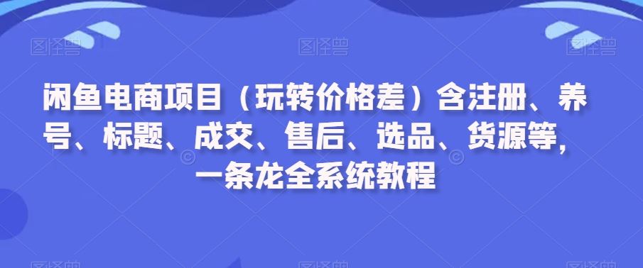 闲鱼电商项目（玩转价格差）含注册、养号、标题、成交、售后、选品、货源等，一条龙全系统教程-优知网