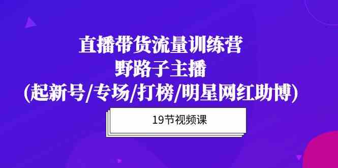 直播带货流量特训营，野路子主播(起新号/专场/打榜/明星网红助博)-优知网