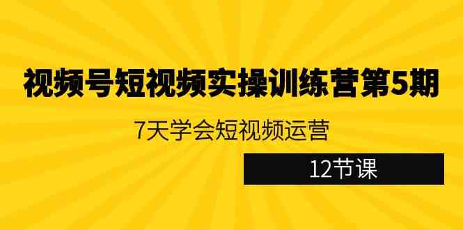 视频号短视频实操训练营第5期：7天学会短视频运营（12节课）-优知网