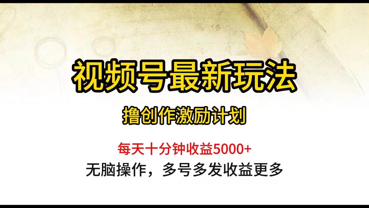 视频号最新玩法，每日一小时月入5000+-优知网