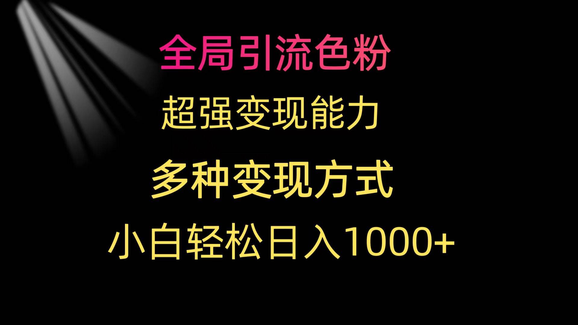 全局引流色粉 超强变现能力 多种变现方式 小白轻松日入1000+-优知网