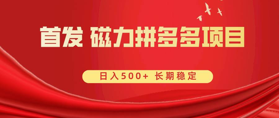 首发 磁力拼多多自撸  日入500+-优知网