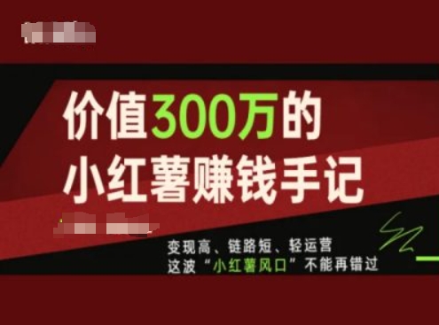 使用价值300万的小红书挣钱笔记，转现高、链接短、轻运营，这一波“小红书出风口”无法再错过了-优知网