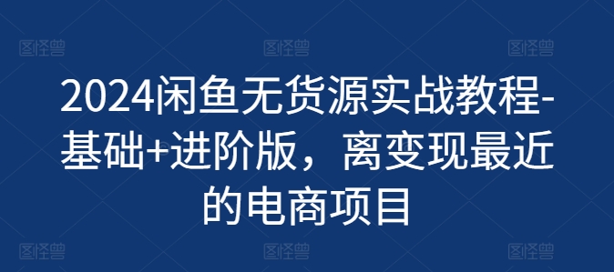 2024闲鱼平台无货源电商实战演练实例教程-基本 升级版，离转现近期的电商项目-优知网