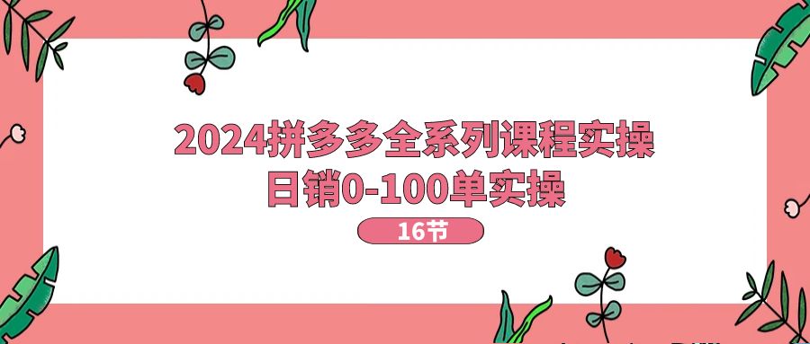 2024拼多多平台全主题课程实际操作，日销0-100单实际操作【16堂课】-优知网