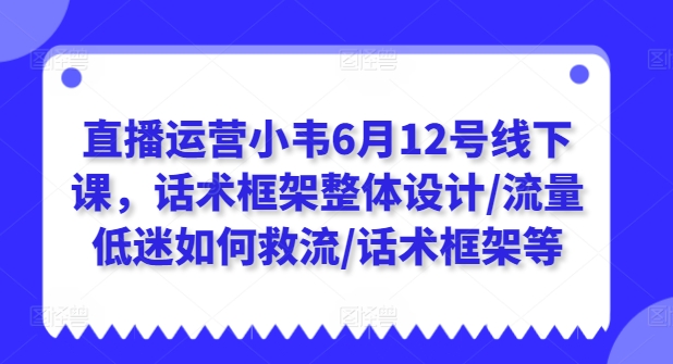 抖音运营小韦6月12号面授课，销售话术架构一体化设计/总流量不景气怎样救流/销售话术架构等-优知网