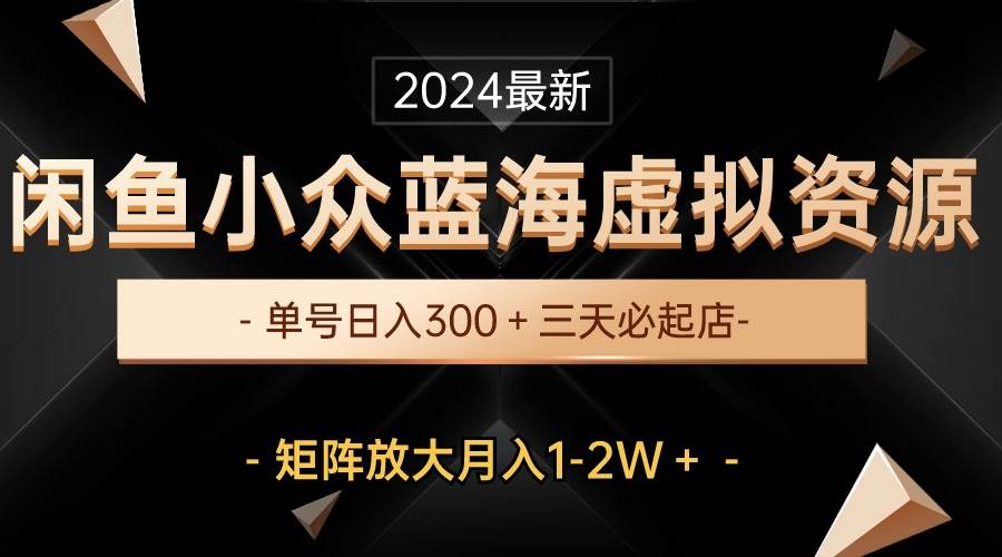 最新闲鱼小众蓝海虚拟资源，单号日入300＋，三天必起店，矩阵放大月入1-2W-优知网