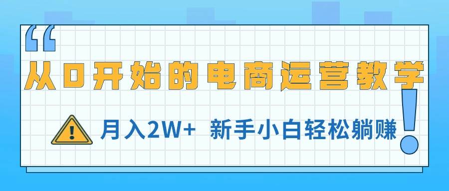 从0开始的电商运营教学，月入2W+，新手小白轻松躺赚-优知网