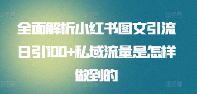 全面解析小红书图文引流日引100+私域流量是怎样做到的【揭秘】-优知网