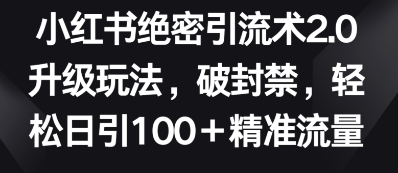 小红书绝密引流术2.0升级玩法，破封禁，轻松日引100+精准流量【揭秘】-优知网