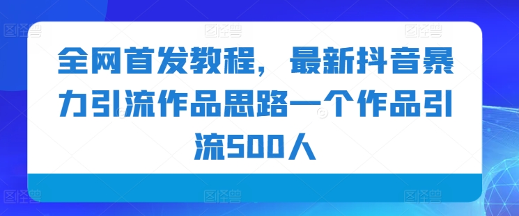 全网首发教程，最新抖音暴力引流作品思路一个作品引流500人-优知网