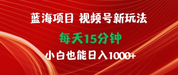 蓝海项目，视频号新玩法，每天15分钟，小白也能日入1000+-优知网