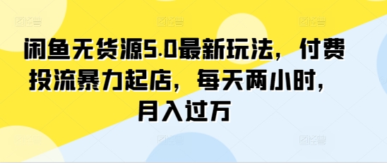 闲鱼无货源5.0最新玩法，付费投流暴力起店，每天两小时，月入过万!-优知网