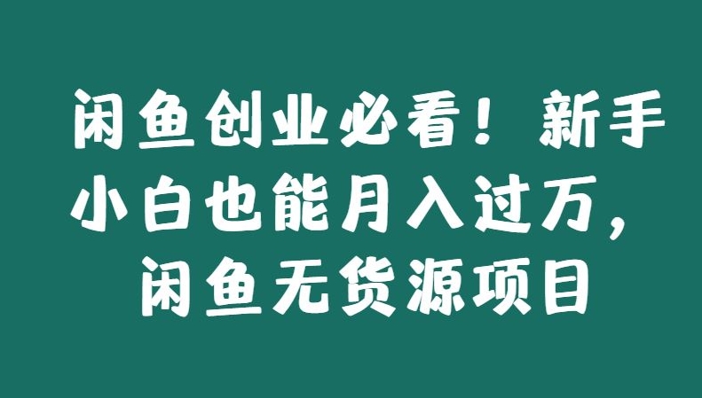 闲鱼创业必看！新手小白也能月入过万，闲鱼无货源项目-优知网