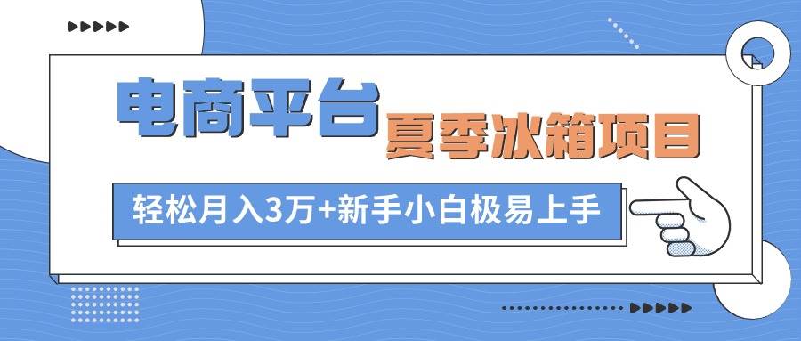 电商平台夏季冰箱项目，轻松月入3万+，新手小白极易上手-优知网