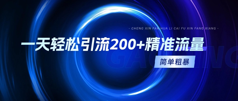 一天轻轻松松引流方法200 精准流量人群，简单直接，一看就会-优知网