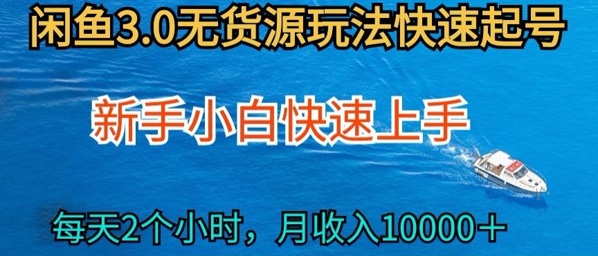 2024最新闲鱼无货源玩法，从0开始小白快手上手，每天2小时月收入过万【揭秘】-优知网