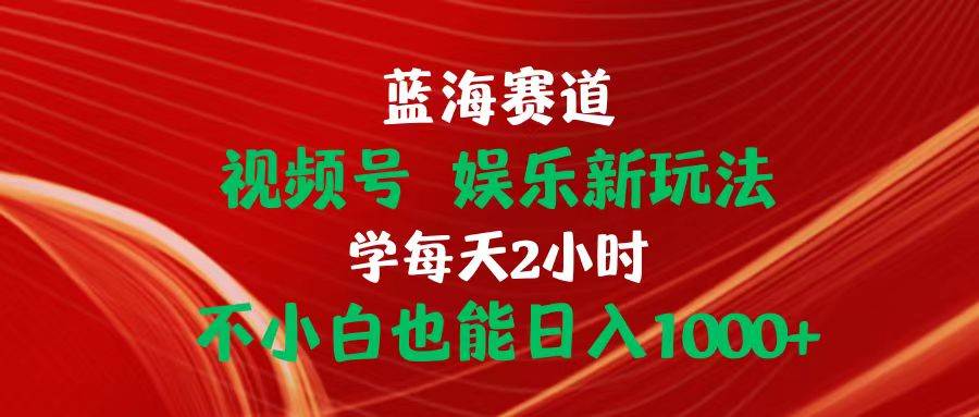 蓝海赛道视频号 娱乐新玩法每天2小时小白也能日入1000+-优知网