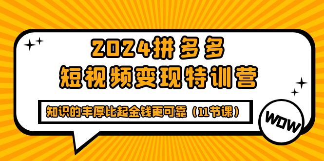 2024拼多多平台短视频变现夏令营，知识丰富相比钱财更有保障-优知网