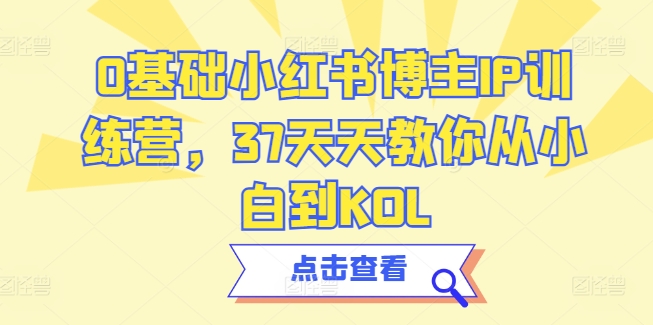 0基础小红书博主IP训练营，37天天教你从小白到KOL-优知网