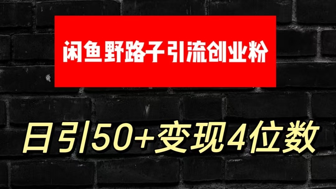 大眼闲鱼野路子引流创业粉，日引50+单日变现四位数-优知网