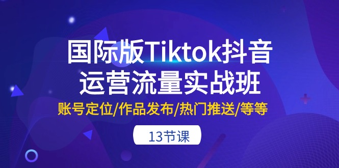 海外版Tiktok自媒体运营总流量实战演练班：内容创作/著作公布/受欢迎消息推送/等-13节-优知网