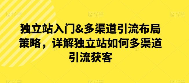 自建站新手入门&多种渠道引流方法合理布局对策，详细说明自建站怎样多种渠道引流方法拓客-优知网