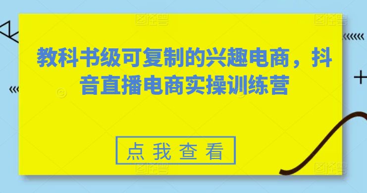 教科书级可复制的兴趣电商，抖音电商实操训练营-优知网