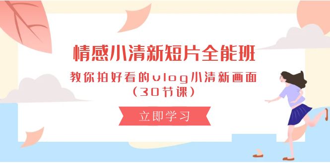 情绪 清新自然短视频-全能型班，教大家拍更好看的vlog清新自然界面 (30堂课)-优知网