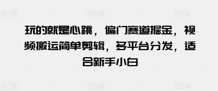 玩的就是心跳，偏门赛道掘金，视频搬运简单剪辑，多平台分发，适合新手小白【揭秘】-优知网