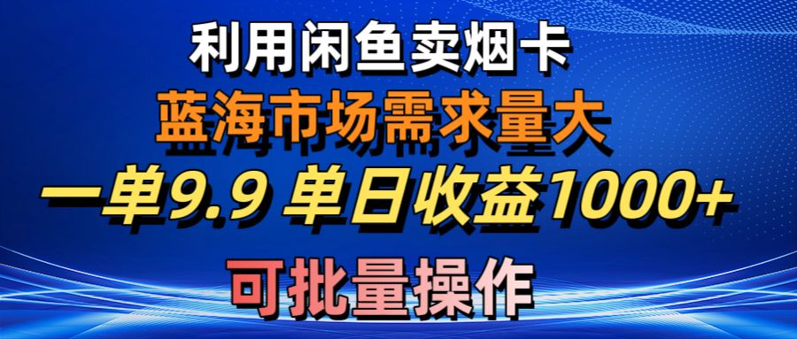 运用咸鱼卖烟卡，瀚海市场需求量大，一单9.9单日盈利1000 ，可批量处理-优知网