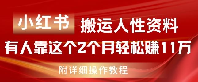 小红书搬运人性资料，有人靠这个2个月轻松赚11w，附教程【揭秘】-优知网