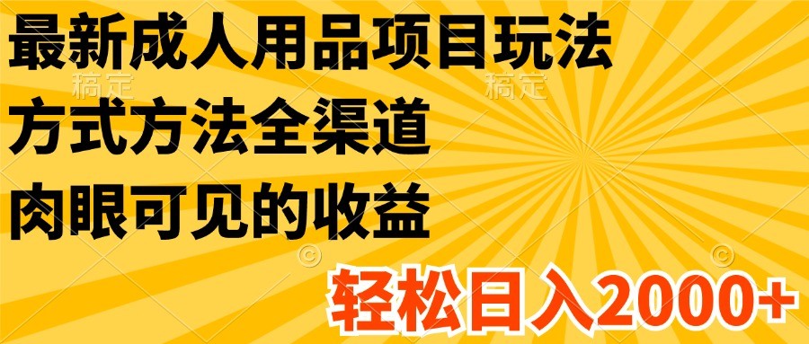 最新成人用品项目玩法，方式方法全渠道，肉眼可见的收益，轻松日入2000+-优知网