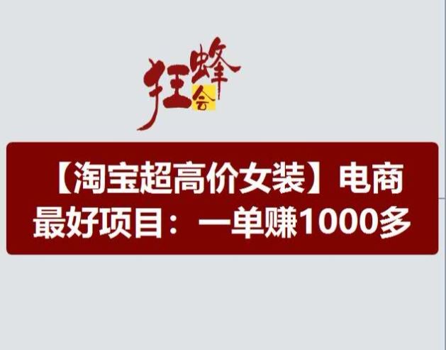 淘宝超高价女装项目，电商最好赛道，一单赚1000多-优知网