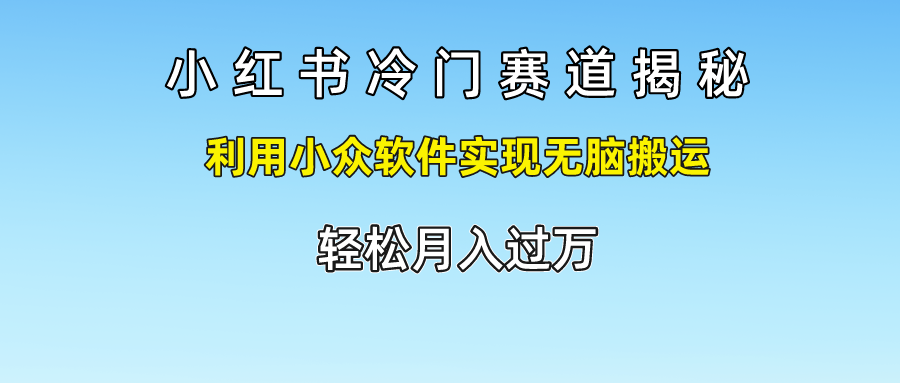 小红书的小众跑道揭密,运用小众软件完成没脑子运送，轻轻松松月入了万-优知网