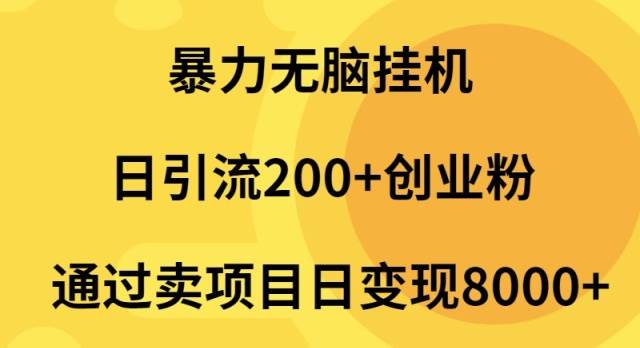 暴力无脑挂机日引流200+创业粉通过卖项目日变现2000+-优知网