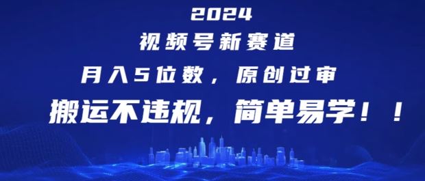 2024视频号新赛道，月入5位数+，原创过审，搬运不违规，简单易学【揭秘】-优知网