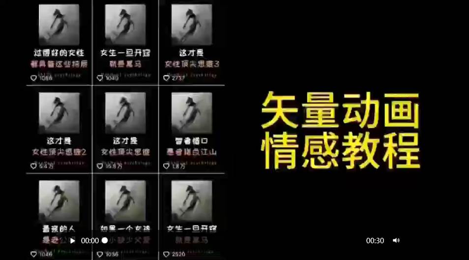 矢量动画情感教程：高点赞涨粉，适合情感、思维、创业教育等赛道-优知网