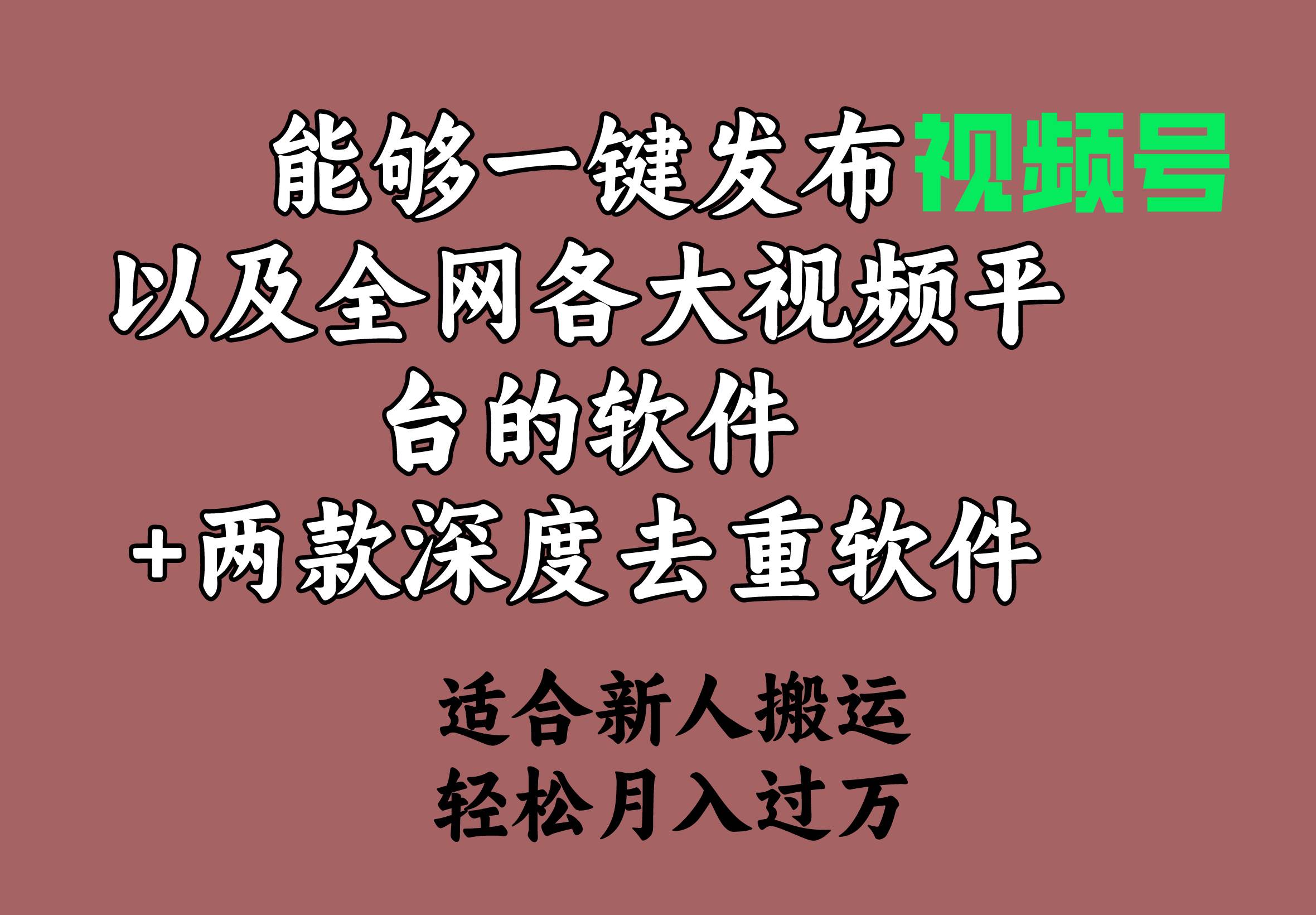 能够一键发布视频号以及全网各大视频平台的软件+两款深度去重软件 适合…-优知网