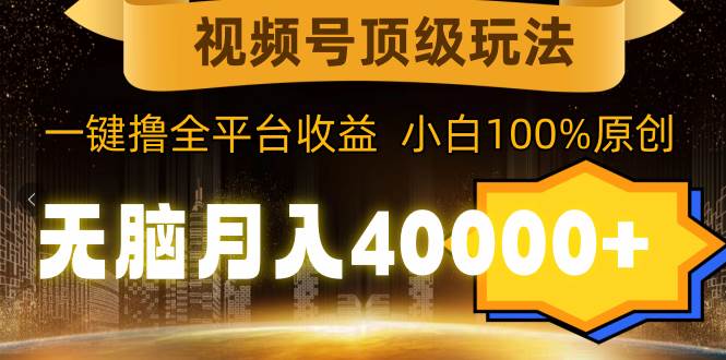 视频号顶级玩法，无脑月入40000+，一键撸全平台收益，纯小白也能100%原创-优知网