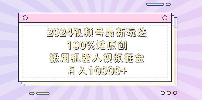 2024视频号最新玩法，100%过原创，搬用机器人视频掘金，月入10000+-优知网