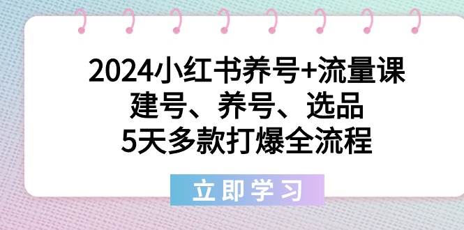 2024小红书养号+流量课：建号、养号、选品，5天多款打爆全流程-优知网