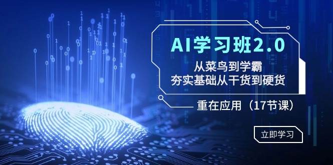 AI学习班2.0：从菜鸟到学霸，夯实基础从干货到硬货，重在应用（17节课）-优知网