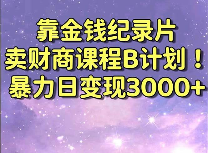 靠金钱纪录片卖财商课程B计划！暴力日变现3000+，喂饭式干货教程！-优知网