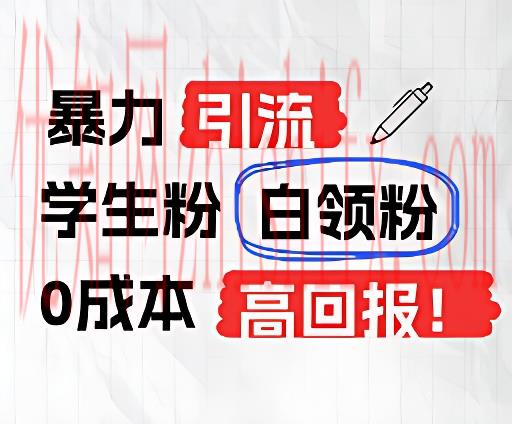 暴力引流学生粉白领粉，吊打以往垃圾玩法，0成本，高回报-优知网